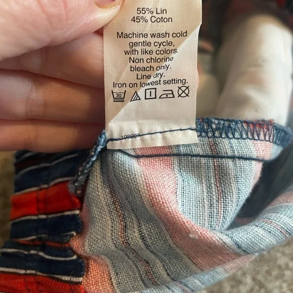 J. Crew Summer Linen Size 4 Women’s Striped Red and Blue Shorts 4th of July - Picture 5 of 7